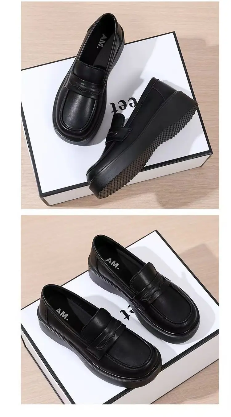 British Style Thick Bottom Small Leather Shoes for Work Women's 2025 New Spring Mary Jane Loafers One Pedal Shoes for Women — feature 4