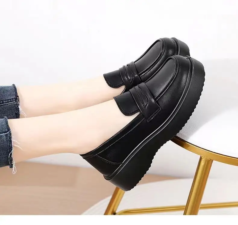 British Style Thick Bottom Small Leather Shoes for Work Women's 2025 New Spring Mary Jane Loafers One Pedal Shoes for Women — feature 9