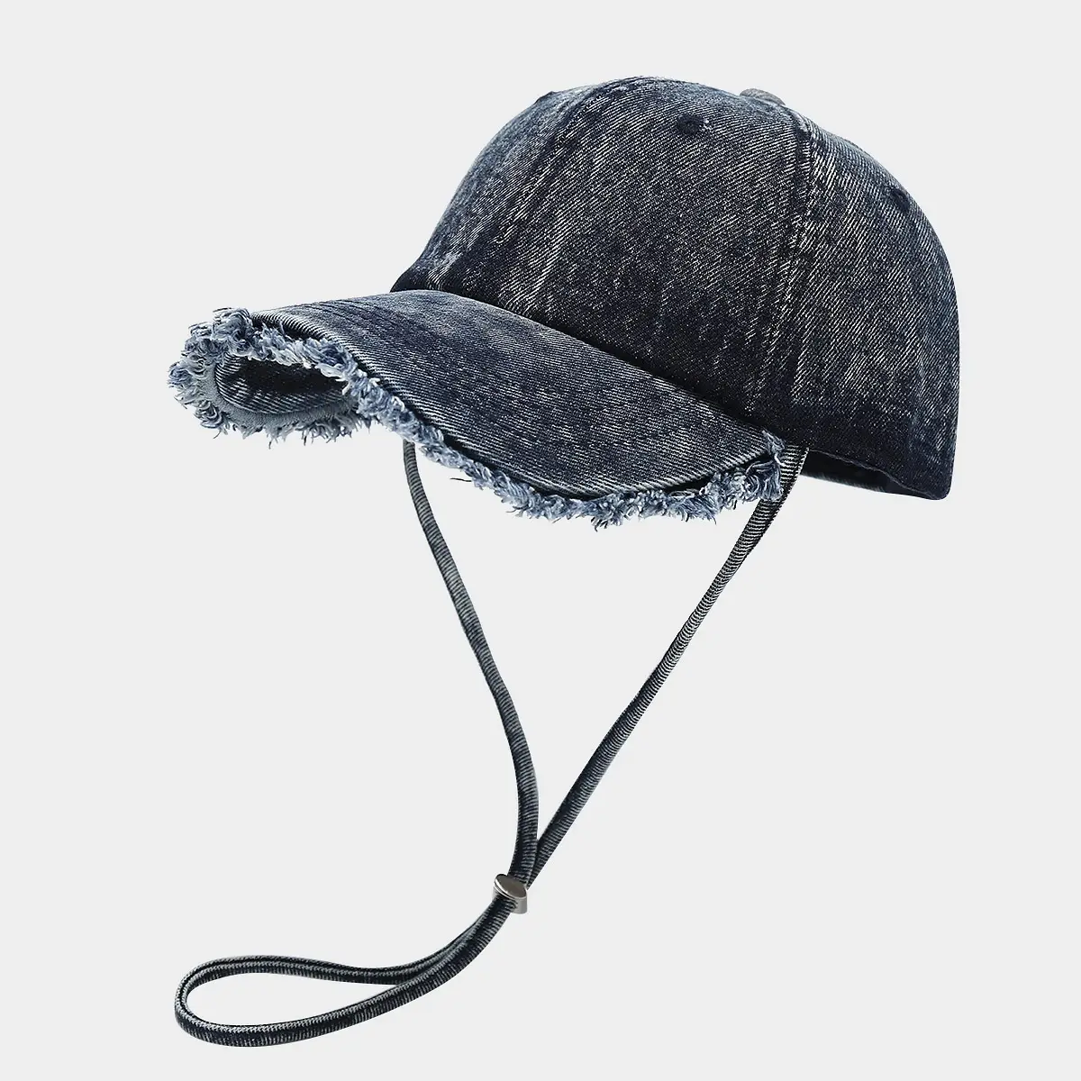 Japanese Artistic Retro Denim Baseball Cap with Windproof Rope