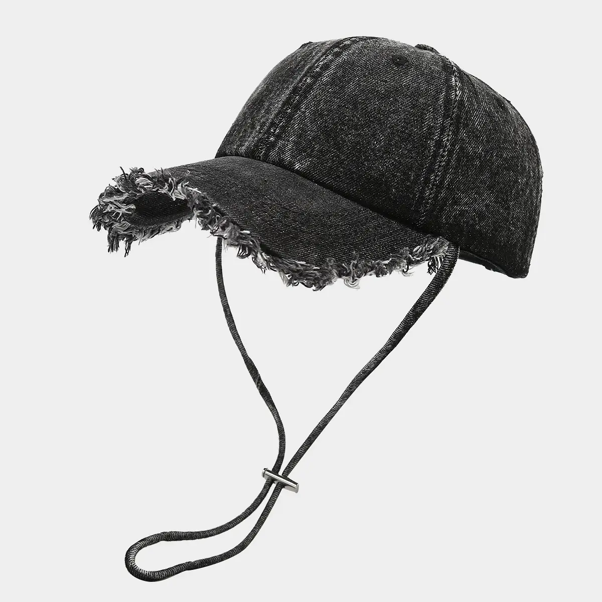 Japanese Artistic Retro Denim Baseball Cap with Windproof Rope