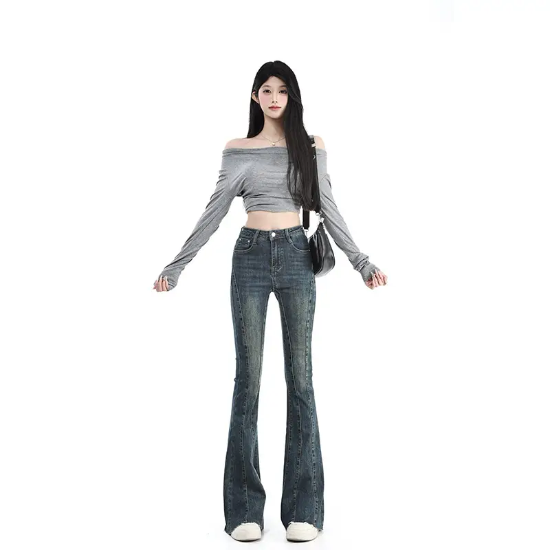 Dark Blue Flared Jeans for Tall Women