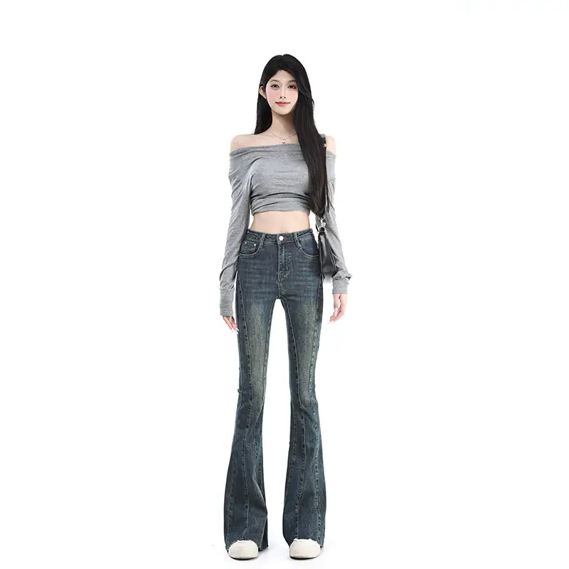 Dark Blue Flared Jeans for Tall Women