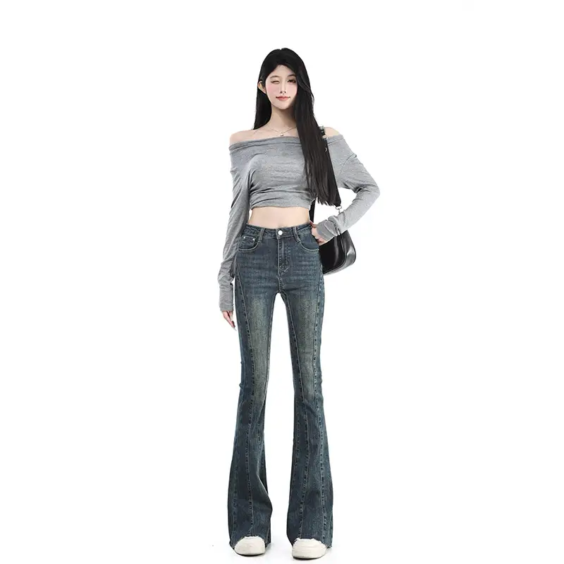 Dark Blue Flared Jeans for Tall Women