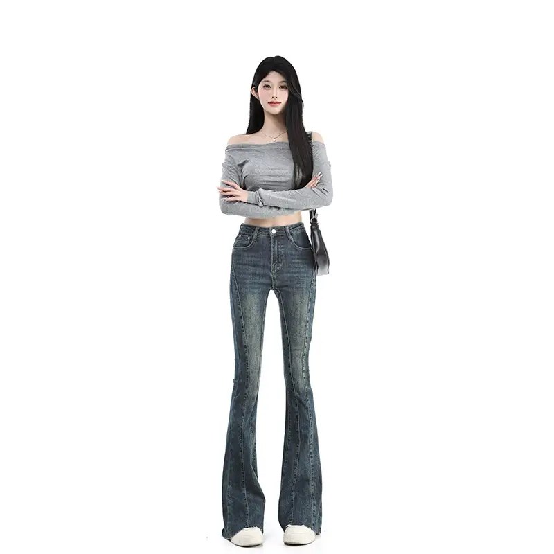 Dark Blue Flared Jeans for Tall Women