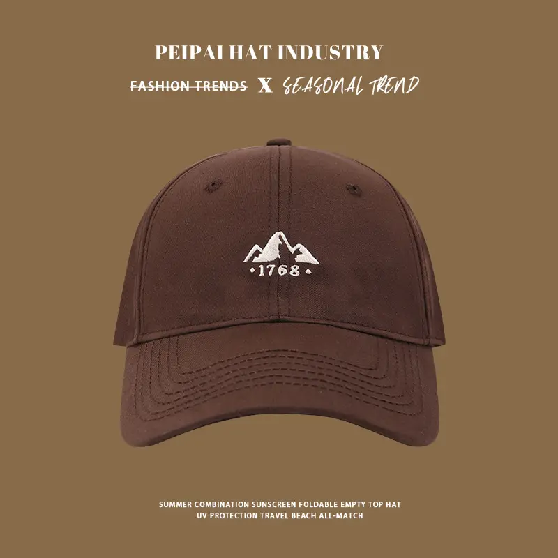 Women's Mountain Embroidered Baseball Cap Beige — feature 9