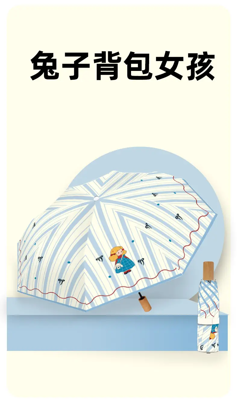 Alice Folding Umbrella for Girls Waterproof Sun & Rain Protection — feature 5