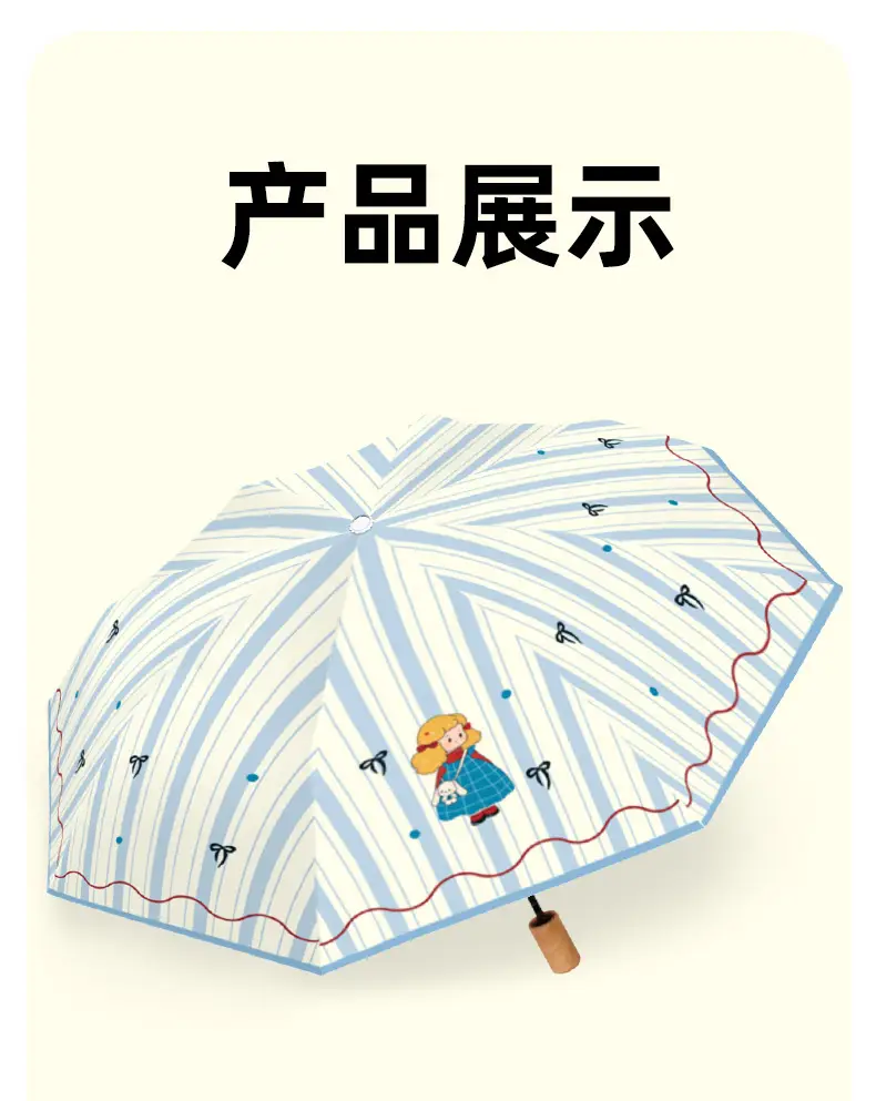 Alice Folding Umbrella for Girls Waterproof Sun & Rain Protection — feature 6