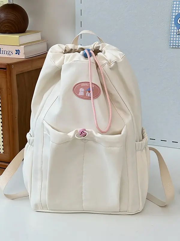 Light Green Casual Backpack for Women with Drawstring Closure - Image 15