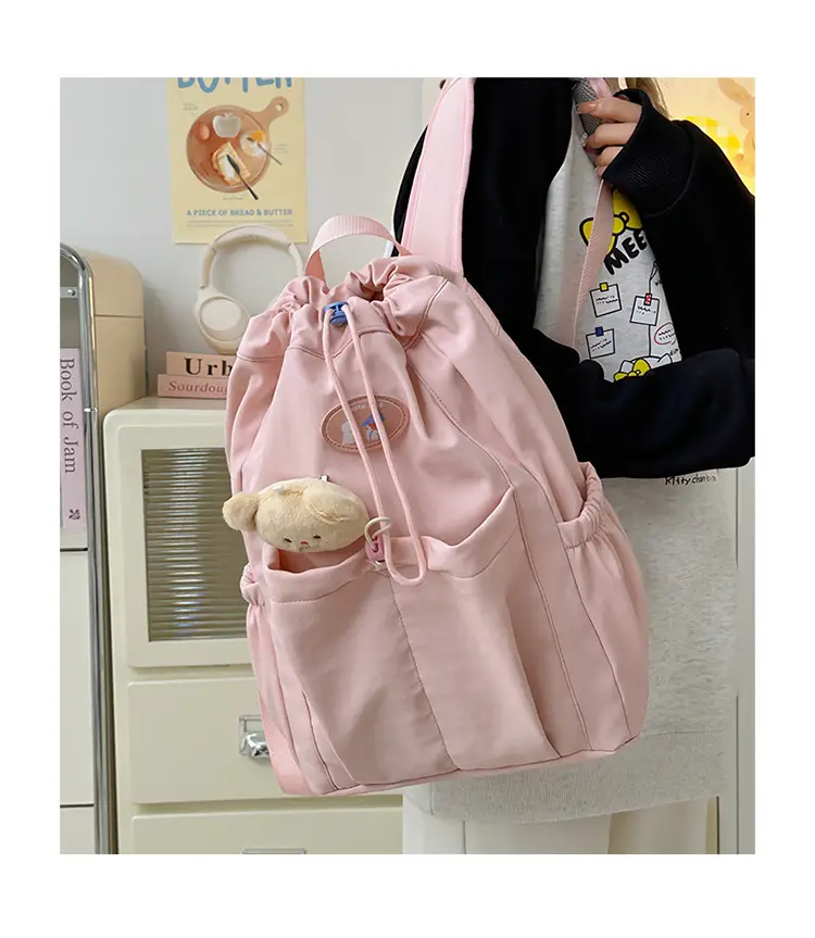 Light Green Casual Backpack for Women with Drawstring Closure — feature 10