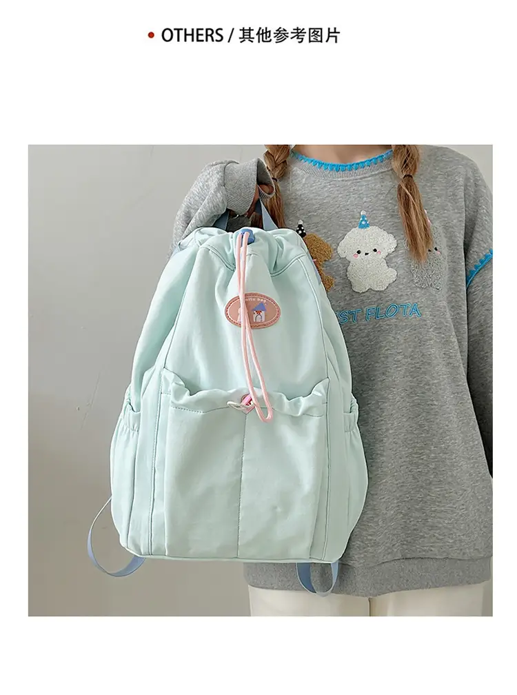 Light Green Casual Backpack for Women with Drawstring Closure — feature 4