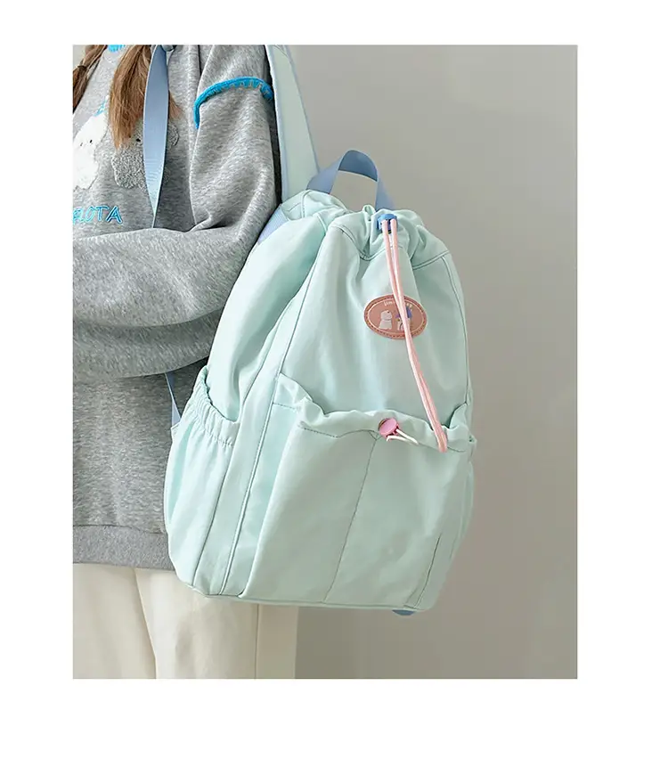 Light Green Casual Backpack for Women with Drawstring Closure — feature 6
