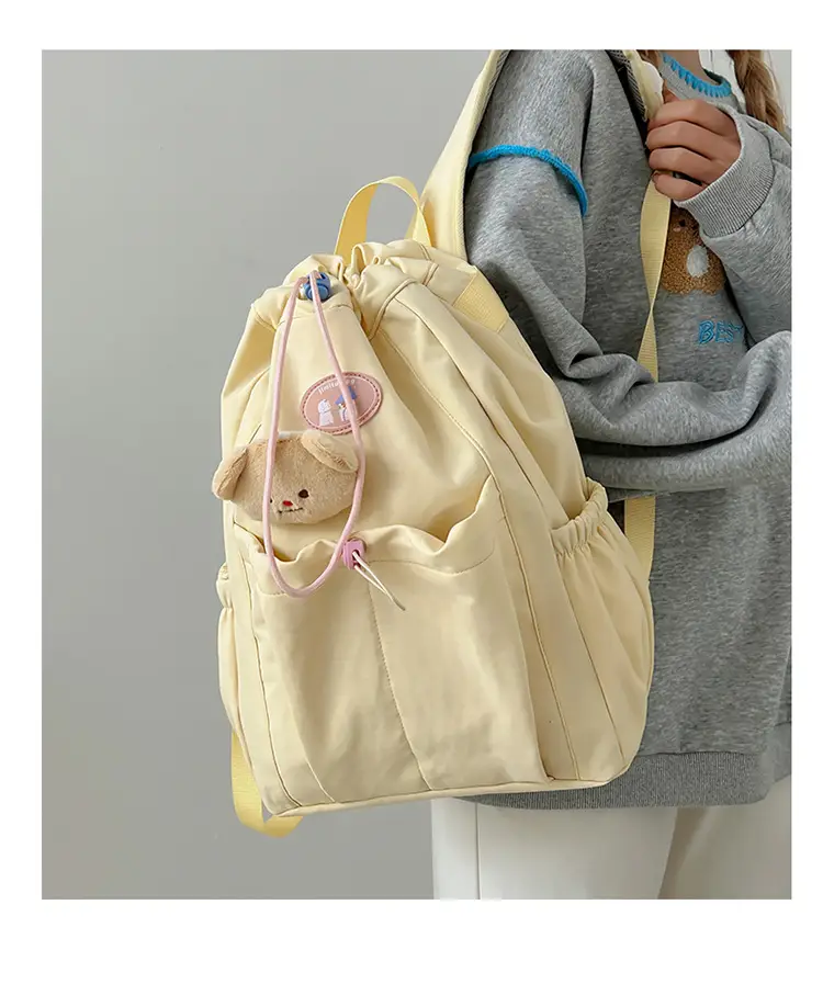 Light Green Casual Backpack for Women with Drawstring Closure — feature 9