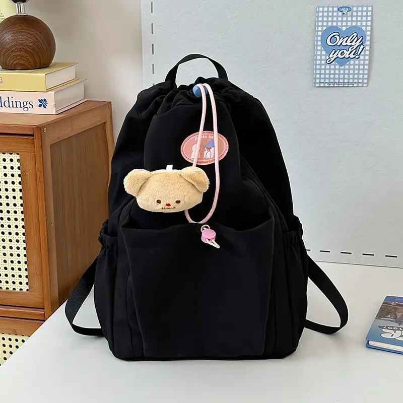 Light Green Casual Backpack for Women with Drawstring Closure - Image 10