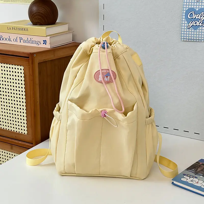 Light Green Casual Backpack for Women with Drawstring Closure - Image 3