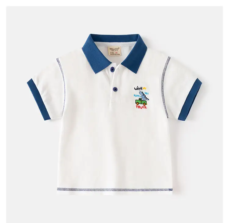 Kids Korean Style Polo T-Shirt Navy Yellow Red — feature 10