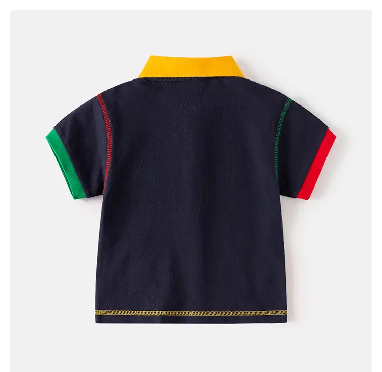 Kids Korean Style Polo T-Shirt Navy Yellow Red — feature 9