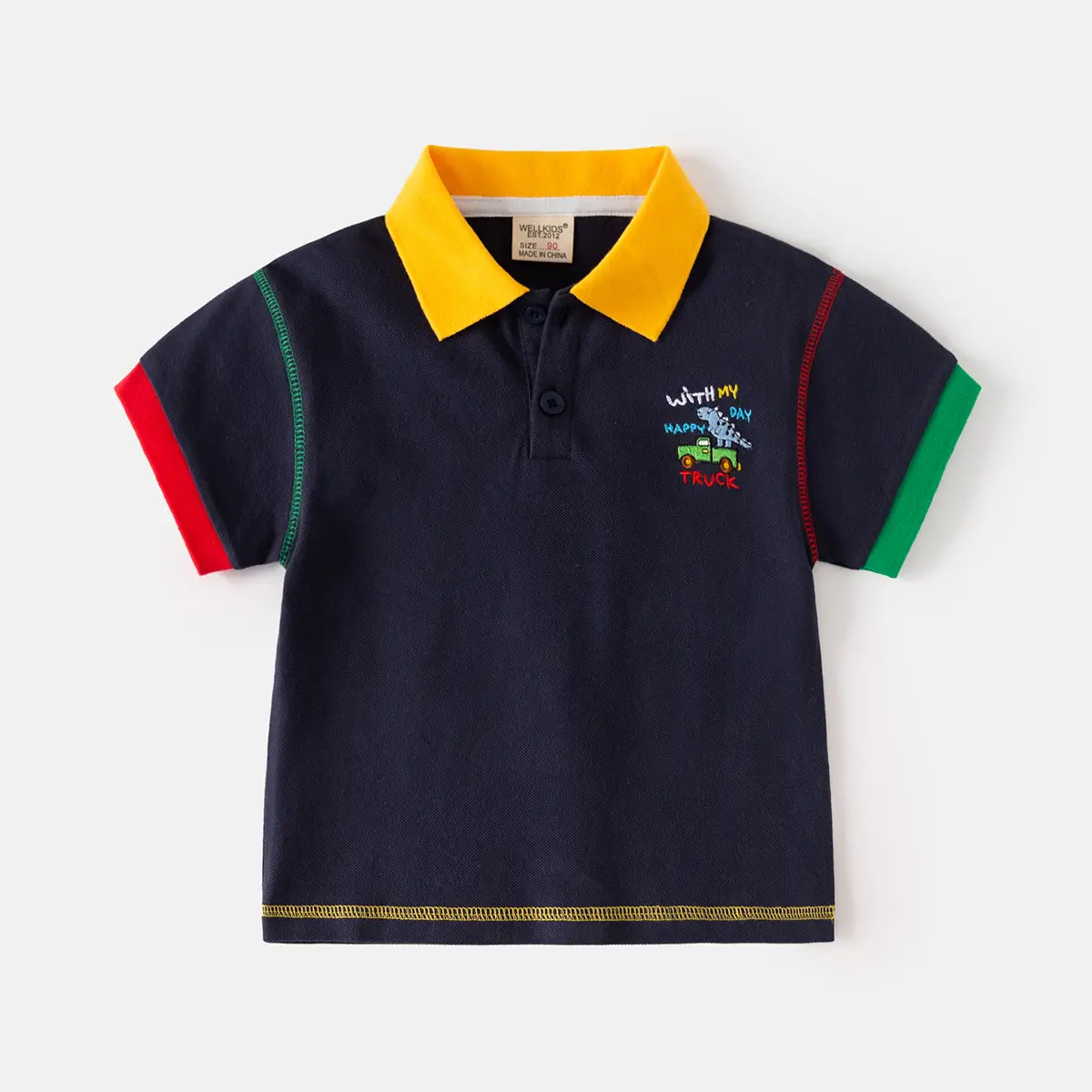 Kids Korean Style Polo T-Shirt Navy Yellow Red