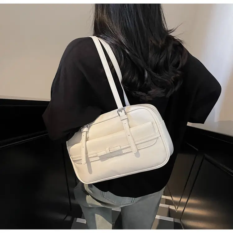 Women's Maillard Retro Armpit Bag White Square Design — feature 11