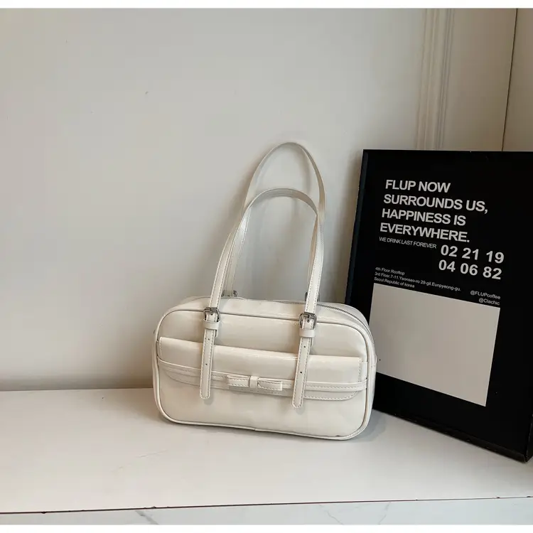 Women's Maillard Retro Armpit Bag White Square Design — feature 19