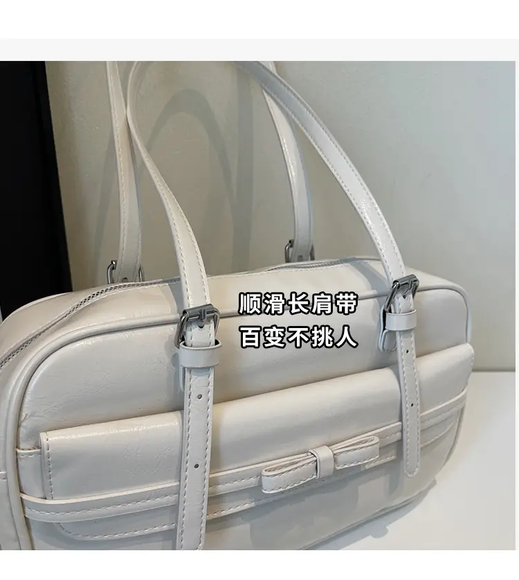 Women's Maillard Retro Armpit Bag White Square Design — feature 3