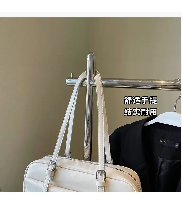 Women's Maillard Retro Armpit Bag White Square Design — feature 4