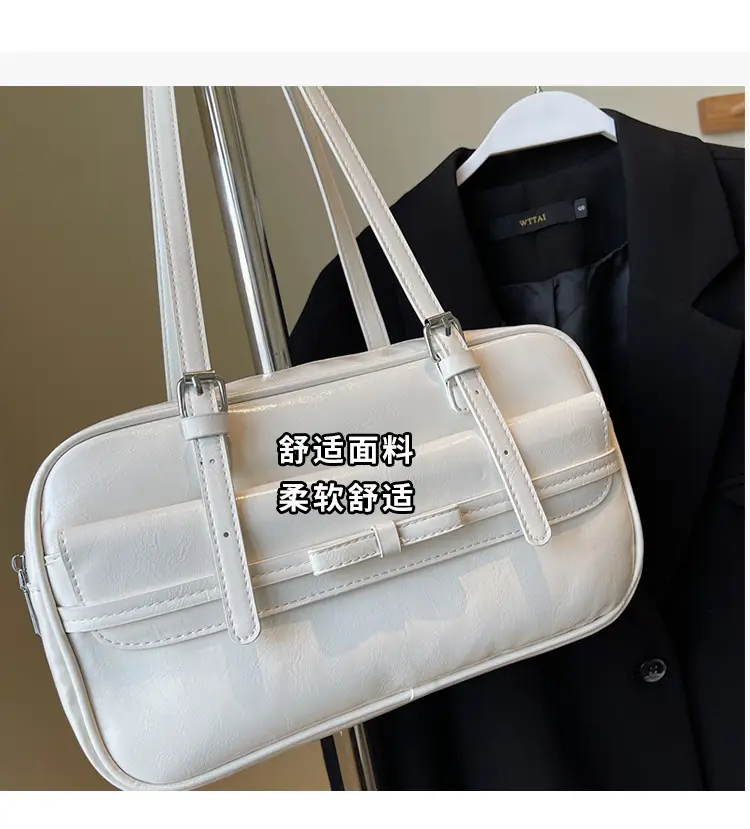 Women's Maillard Retro Armpit Bag White Square Design — feature 5