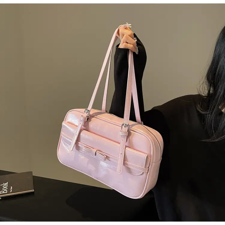 Women's Maillard Retro Armpit Bag White Square Design — feature 8