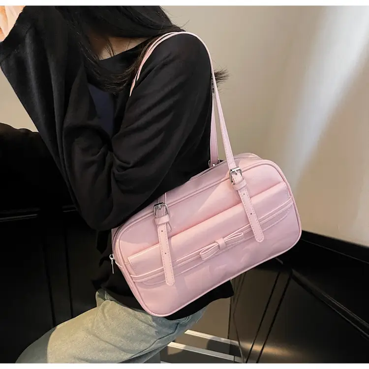 Women's Maillard Retro Armpit Bag White Square Design — feature 9