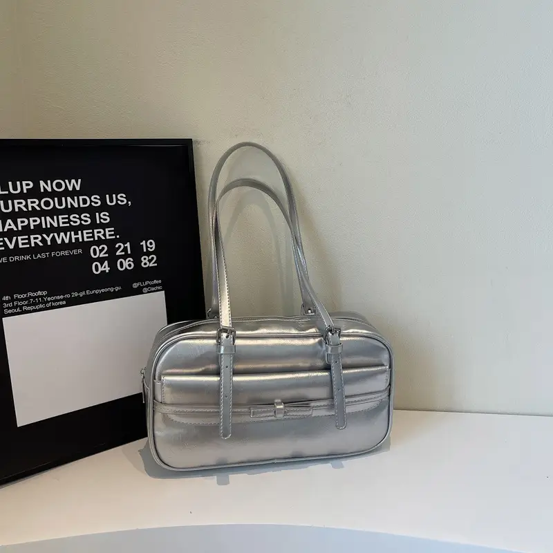 Women's Maillard Retro Armpit Bag White Square Design