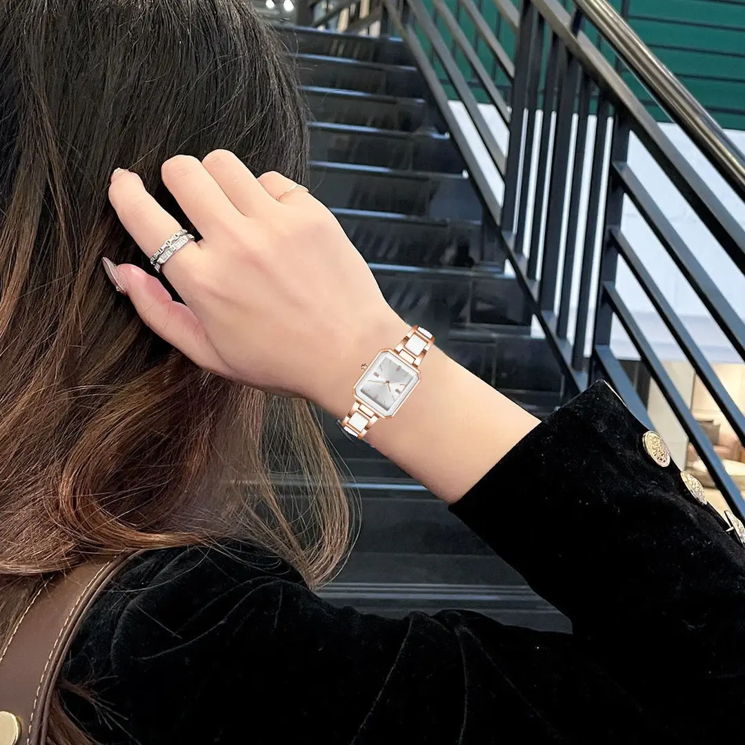 Women's Rose Gold Black Dial Watch with 1100 Display - Image 3