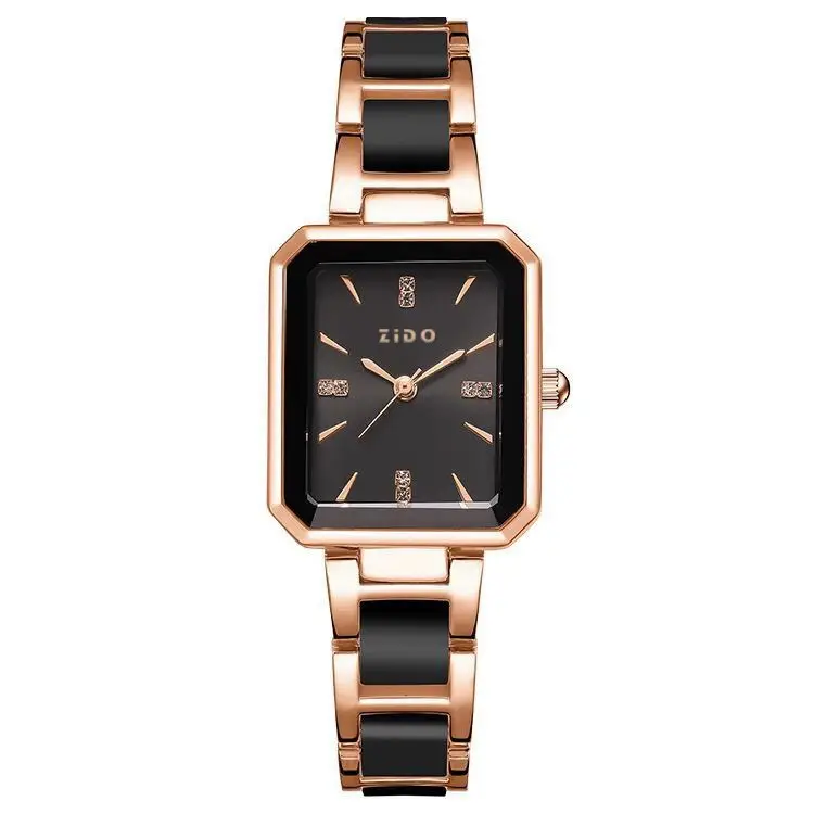 Women's Rose Gold Black Dial Watch with 1100 Display - Image 5
