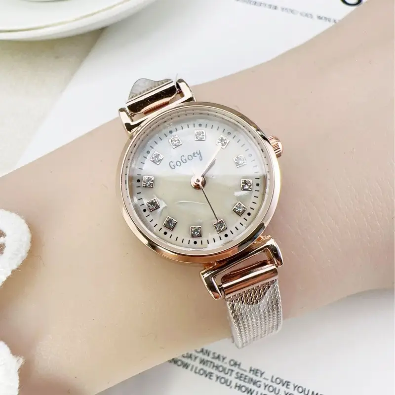 Women's Rose Gold Diamond Scale Watch Light Luxury Artistic Simple Watch - Image 4