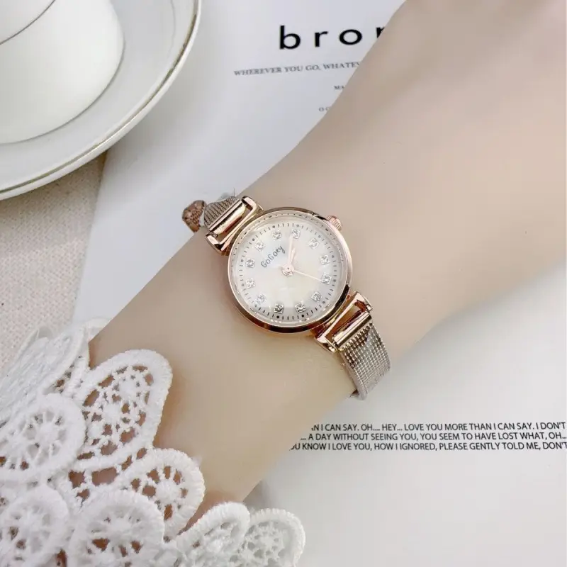 Women's Rose Gold Diamond Scale Watch Light Luxury Artistic Simple Watch - Image 6