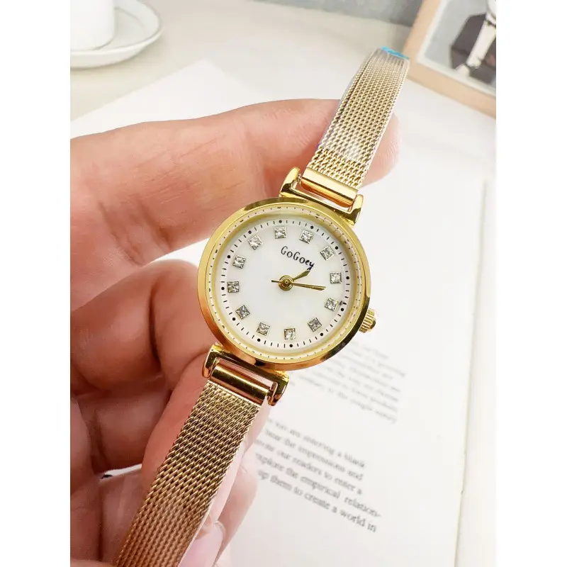 Women's Rose Gold Diamond Scale Watch Light Luxury Artistic Simple Watch - Image 2