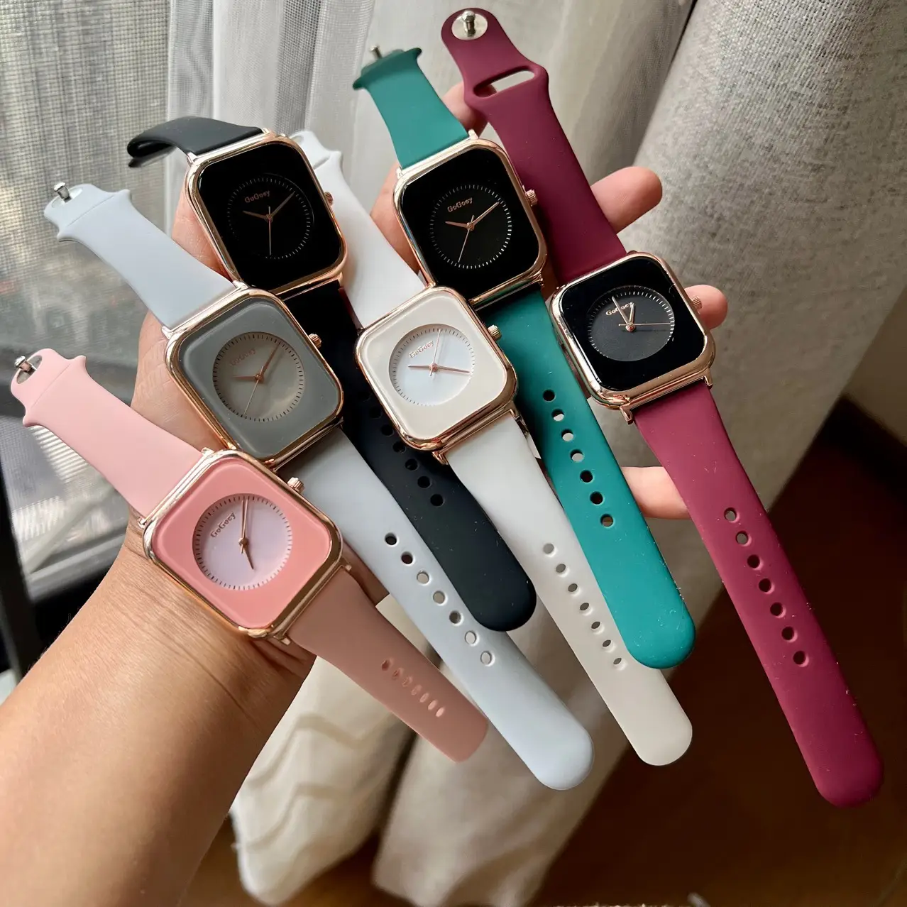 Women's Square Watch Maroon Belt Casual New Style - Image 10