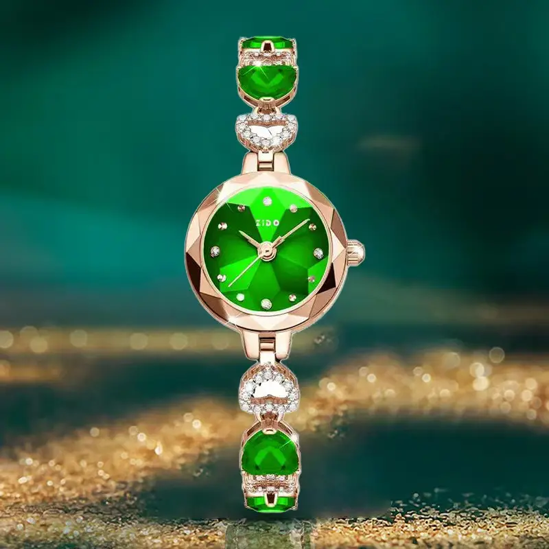 Meibin Women's Red Crystal Quartz Watch Waterproof Bracelet - Image 7