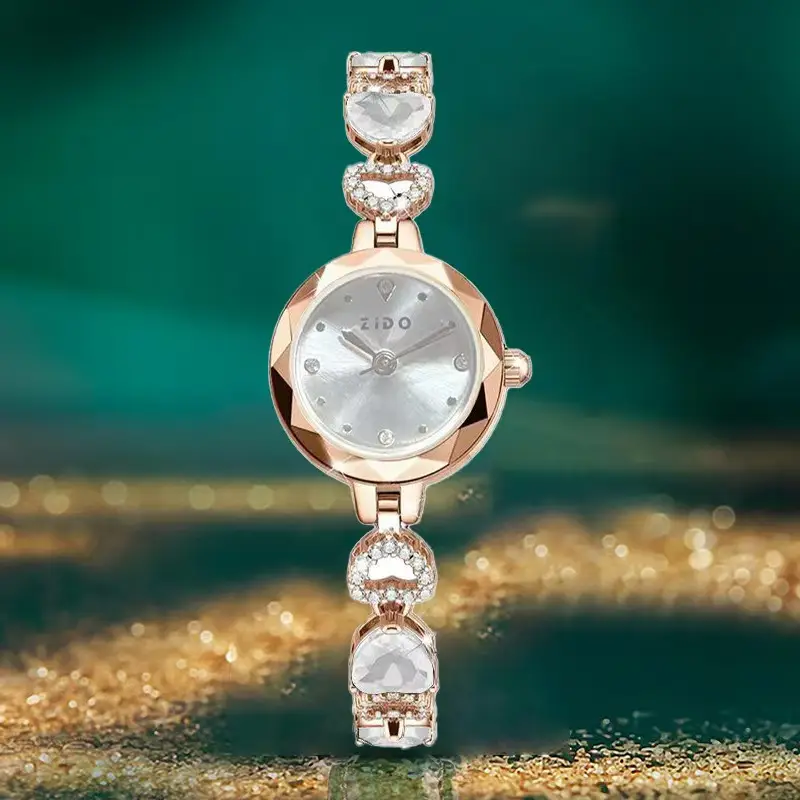 Meibin Women's Red Crystal Quartz Watch Waterproof Bracelet - Image 4