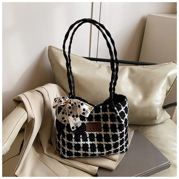 Women Woolen Plaid Shoulder Bag 2025 Spring New — feature 18