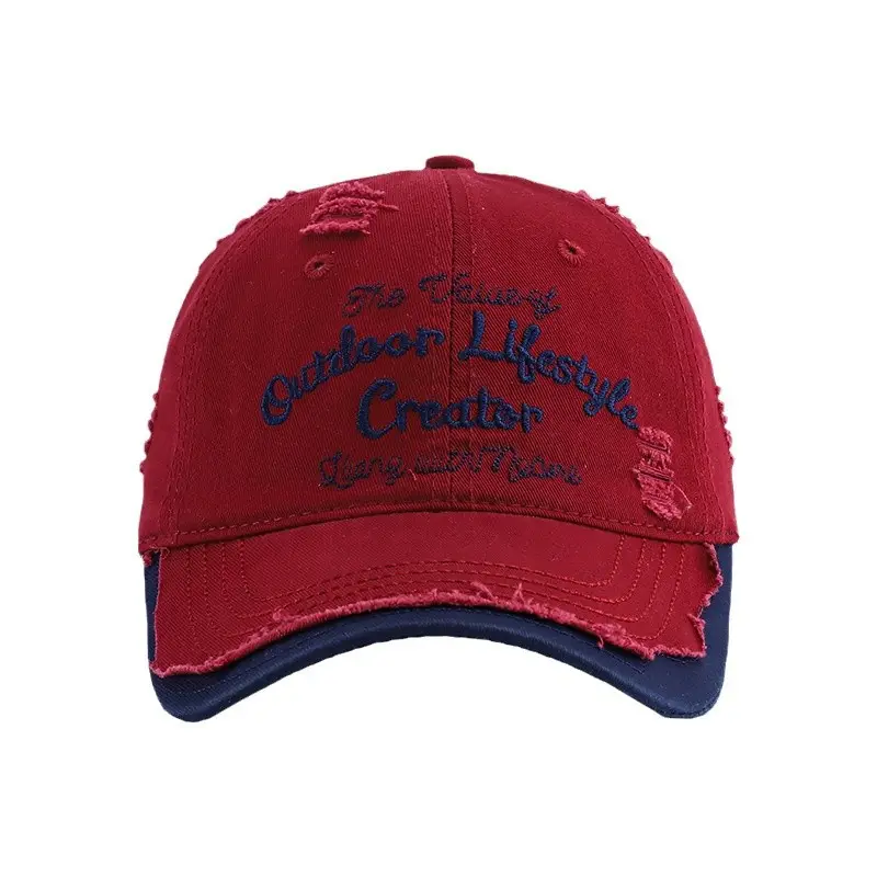 New Hole Baseball Cap Red Blue Couple Student Spring Summer Shade - Image 8