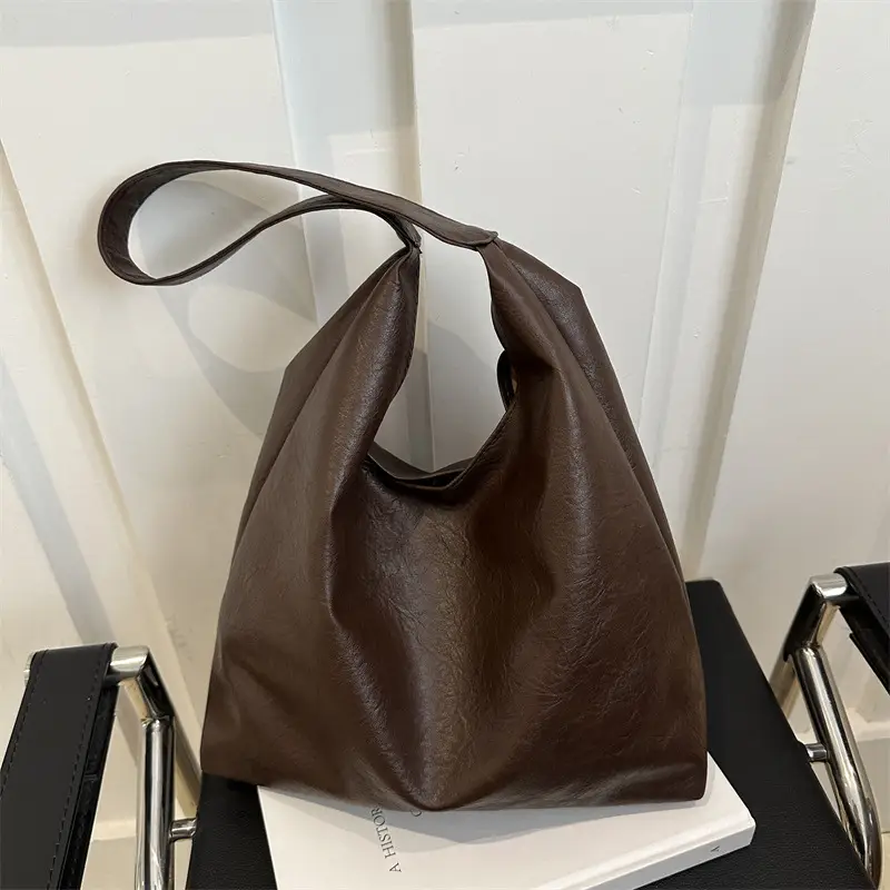Brown Oil Leather Large Tote Bag for Women — feature 13