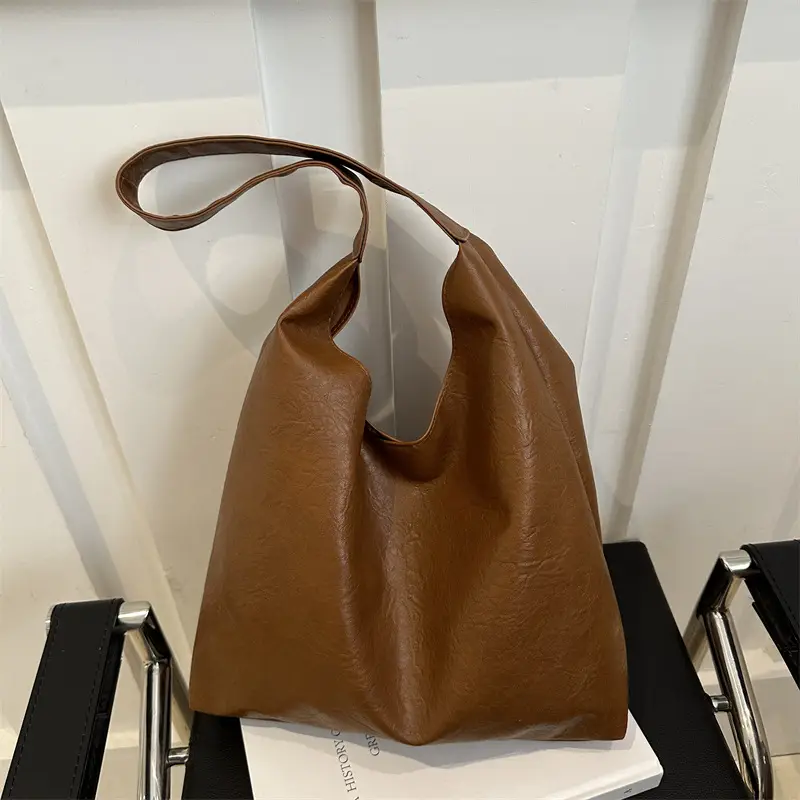 Brown Oil Leather Large Tote Bag for Women — feature 14