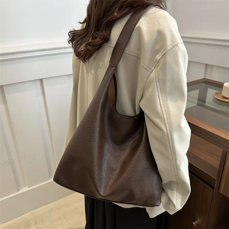 Brown Oil Leather Large Tote Bag for Women — feature 21