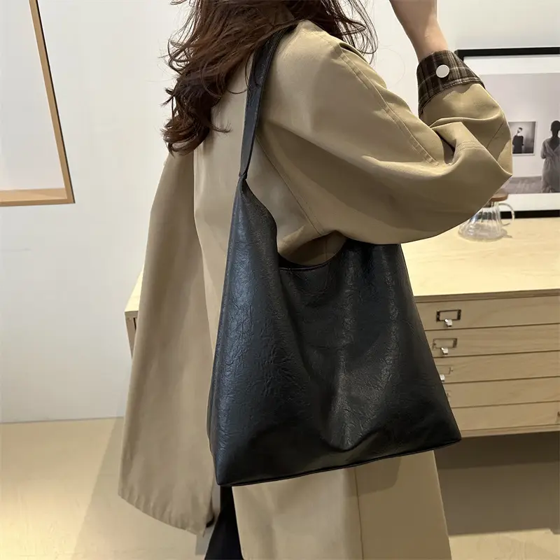 Brown Oil Leather Large Tote Bag for Women — feature 29