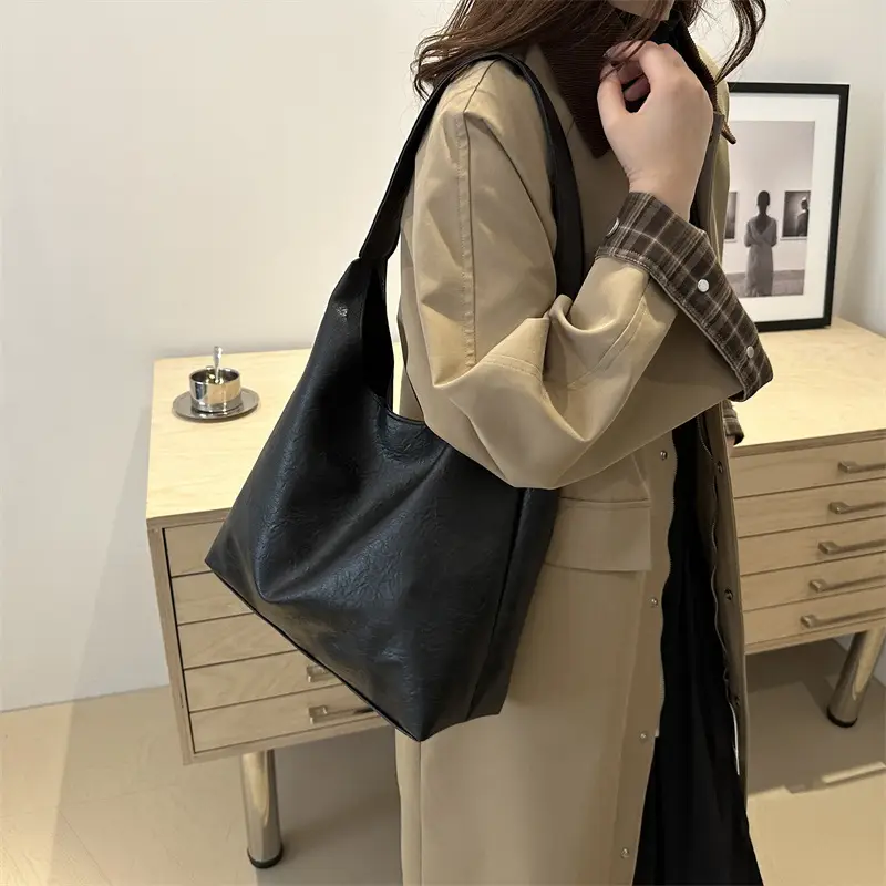Brown Oil Leather Large Tote Bag for Women — feature 31