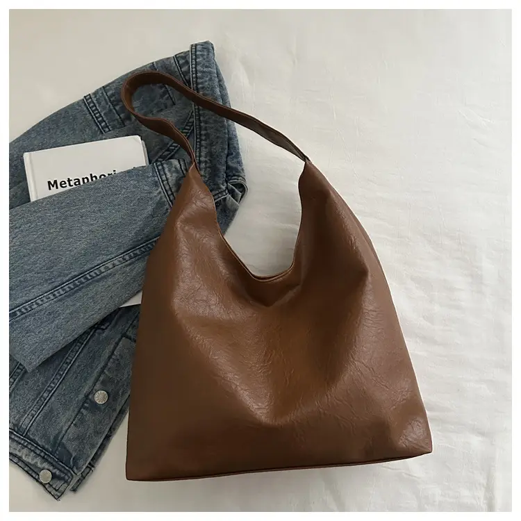 Brown Oil Leather Large Tote Bag for Women — feature 6