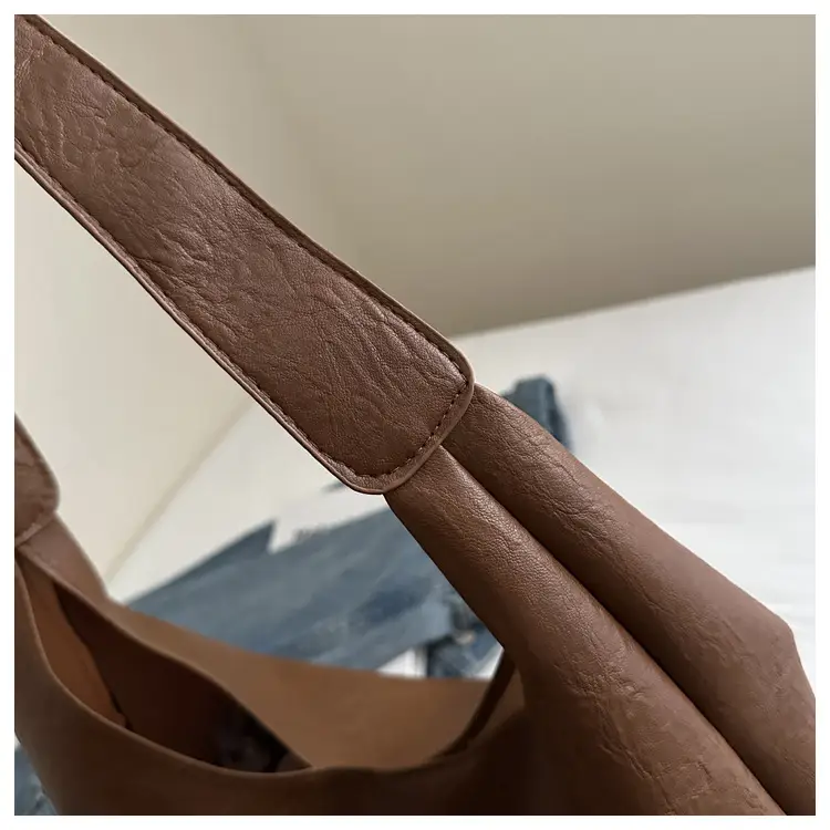 Brown Oil Leather Large Tote Bag for Women — feature 9