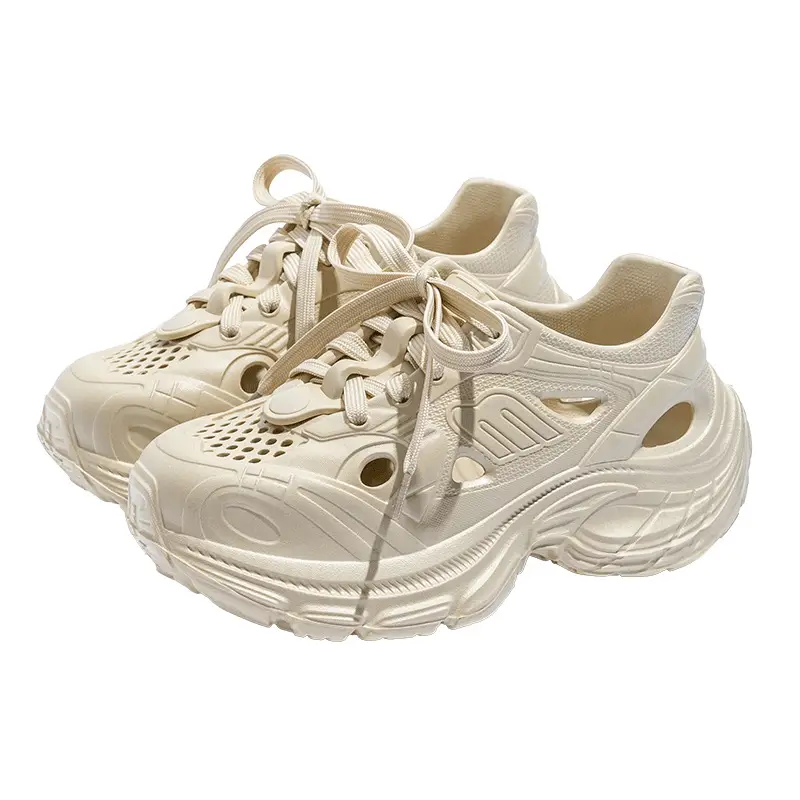 Croc Shoes Women's Summer Outer Wear Ins Trbottomy Fashion Lace-Up Thick Sole Increased Non-Slip Non-Slip Toe-Toe Daddy Shoes for Women - Image 8
