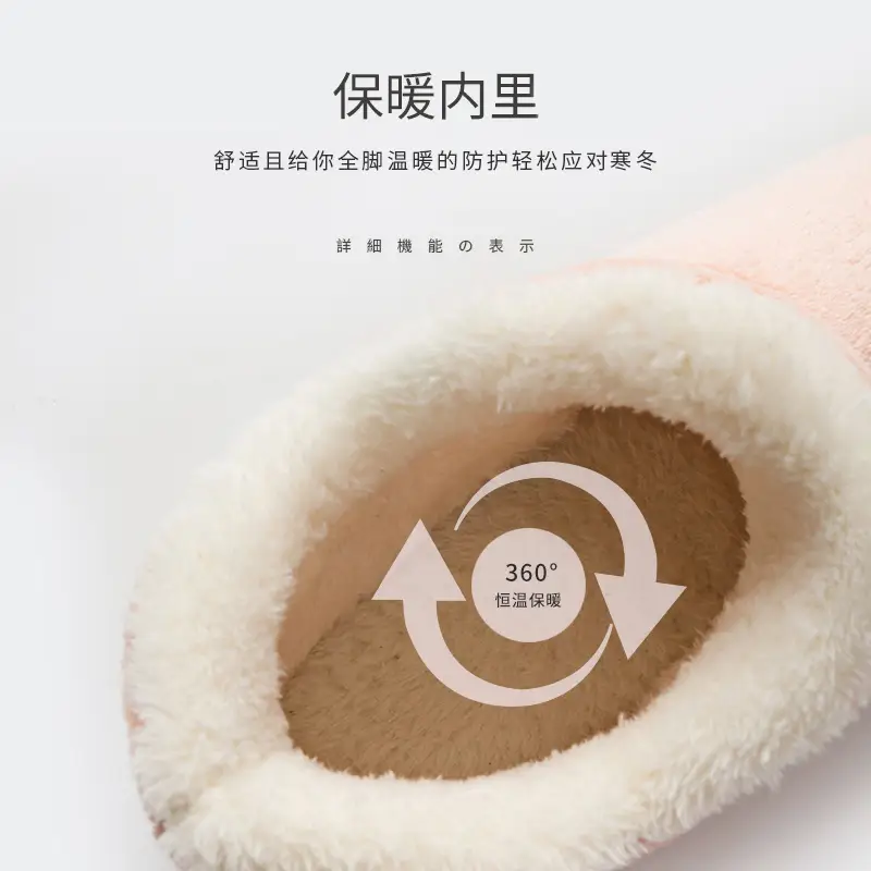High-Top Cotton Slippers for Women in Autumn and Winter with Heel Indoor Warm Shoes Home Fleece-Lined Confinement Shoes Postpartum Cotton Shoes Furry Slippers