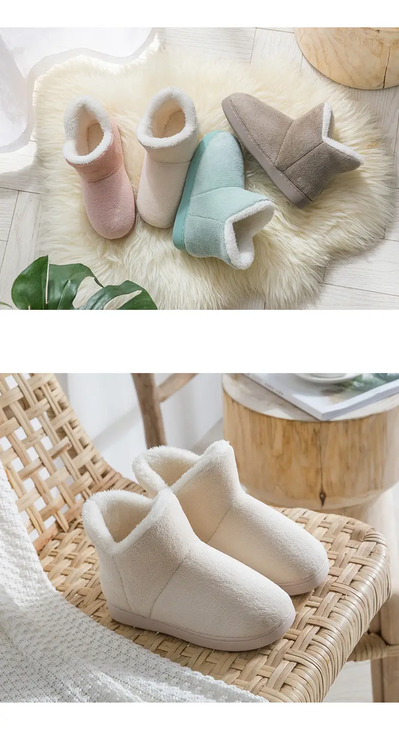 High-Top Cotton Slippers for Women in Autumn and Winter with Heel Indoor Warm Shoes Home Fleece-Lined Confinement Shoes Postpartum Cotton Shoes Furry Slippers — feature 16