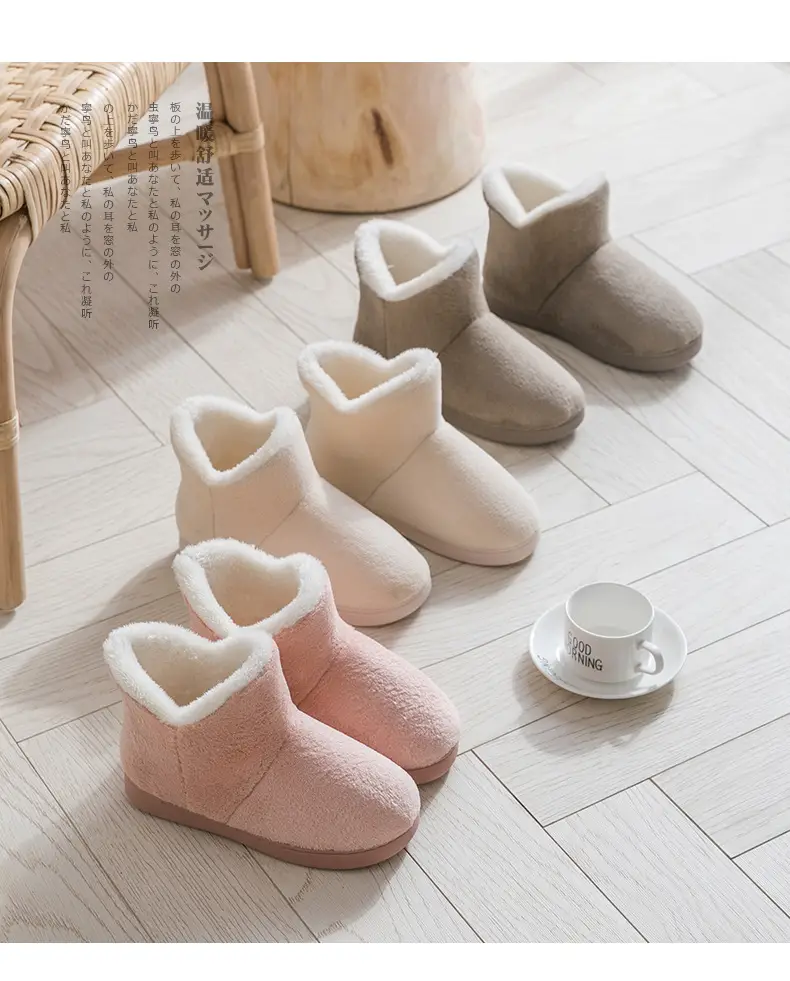 High-Top Cotton Slippers for Women in Autumn and Winter with Heel Indoor Warm Shoes Home Fleece-Lined Confinement Shoes Postpartum Cotton Shoes Furry Slippers — feature 17